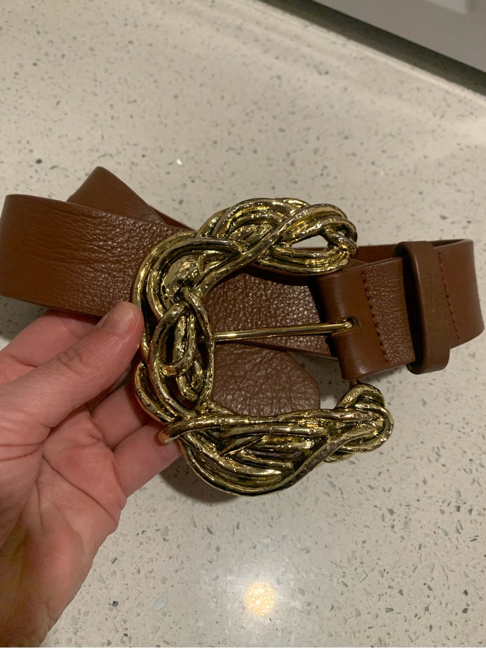 B-Low the Belt Brown Leather Squiggle-Buckle Belt